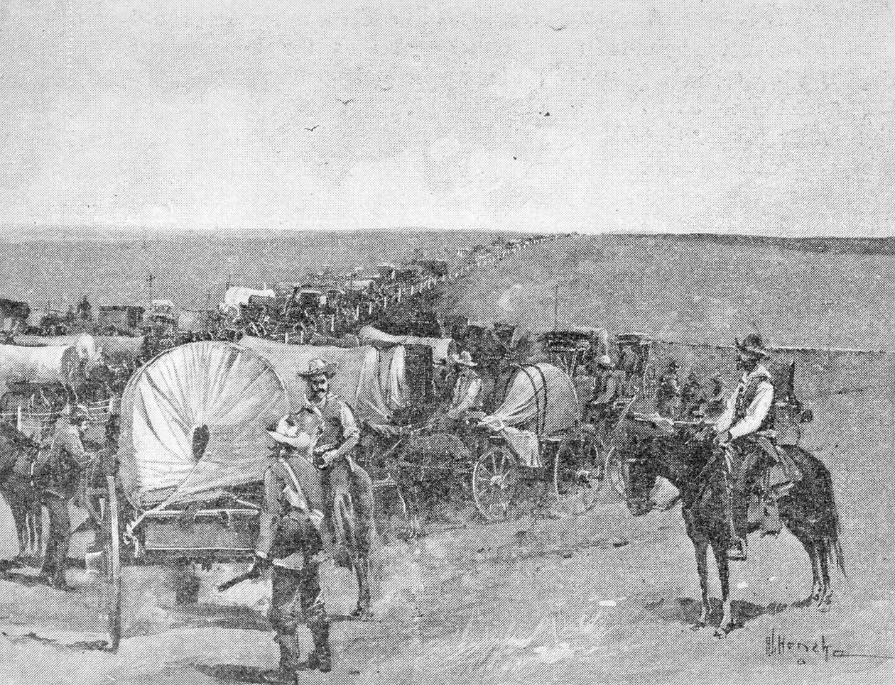1893年9月16日，在阿肯色市附近的印第安学校保护区南线的十分钟（雕刻）（bw照片） 作者 美国学校