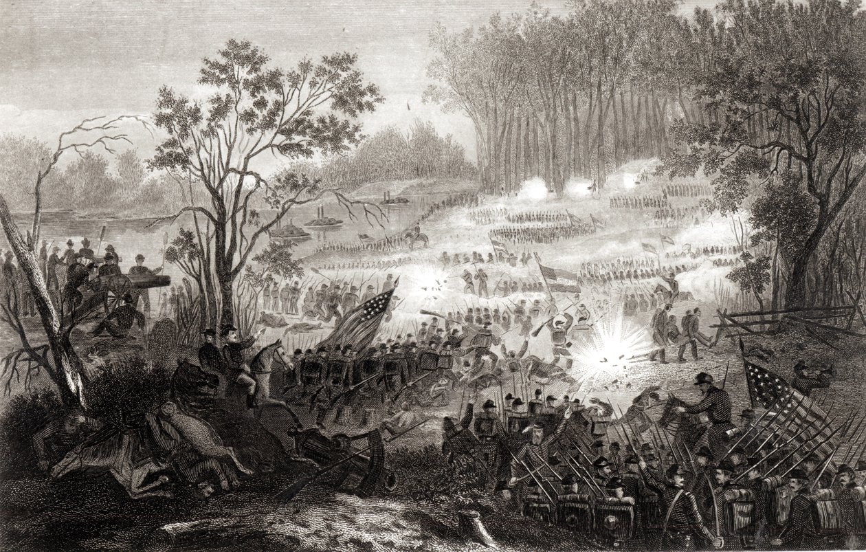 匹兹堡登陆战役，由HB Hall雕刻，1862年 作者 美国学校