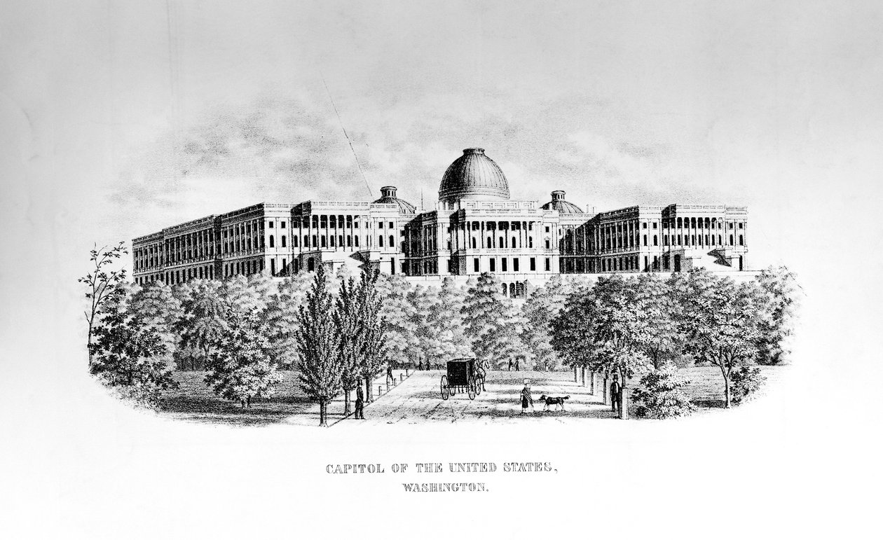 美国国会大厦，华盛顿特区，c。 1852年 作者 美国学校