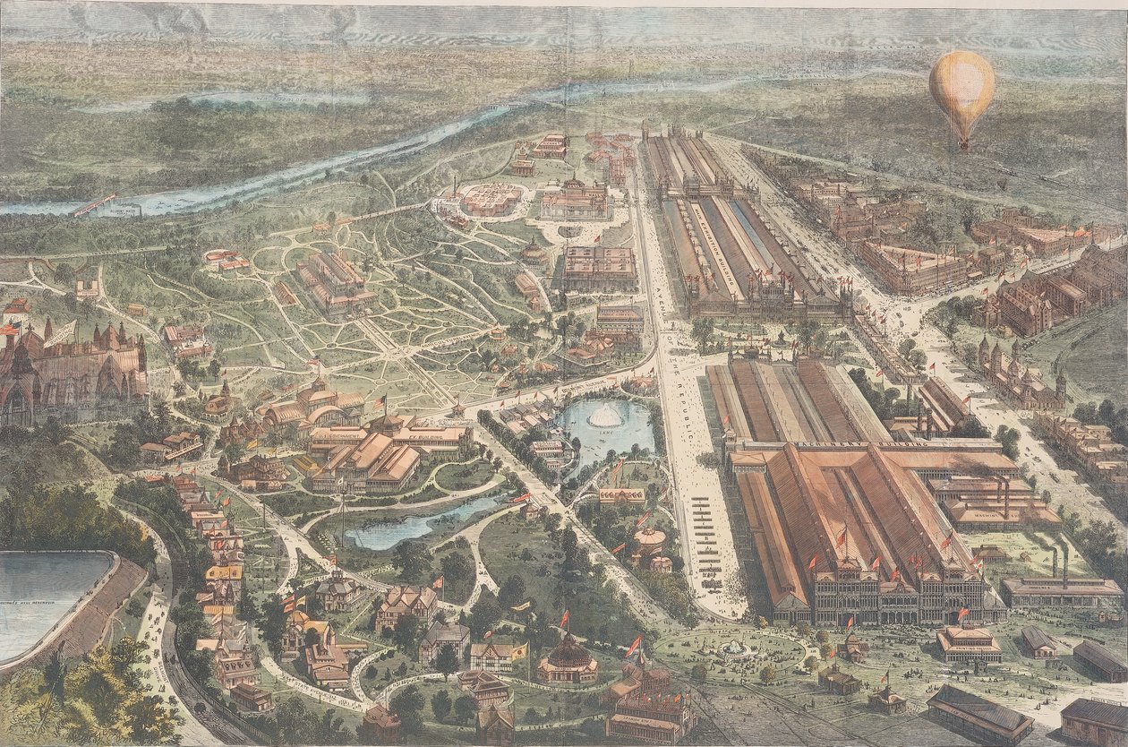 百年纪念 - 气球观的地面，哈珀斯周刊，c.1876 作者 美国学校