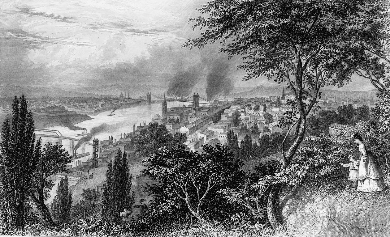 俄亥俄州辛辛那提市，来自风景如画的美国第二卷，于1872年在纽约出版 作者 美国学校