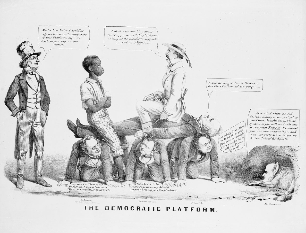 评论民主党在奴隶制方面的“民主平台”政治漫画，c.1856年 作者 美国学校