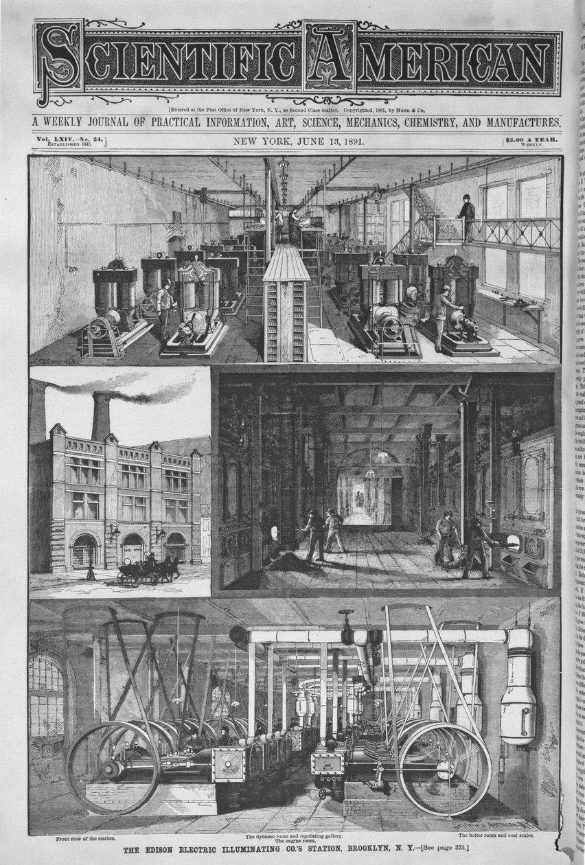 爱迪生电动照明Cos Station，1891年科学美国人的插图 作者 美国学校