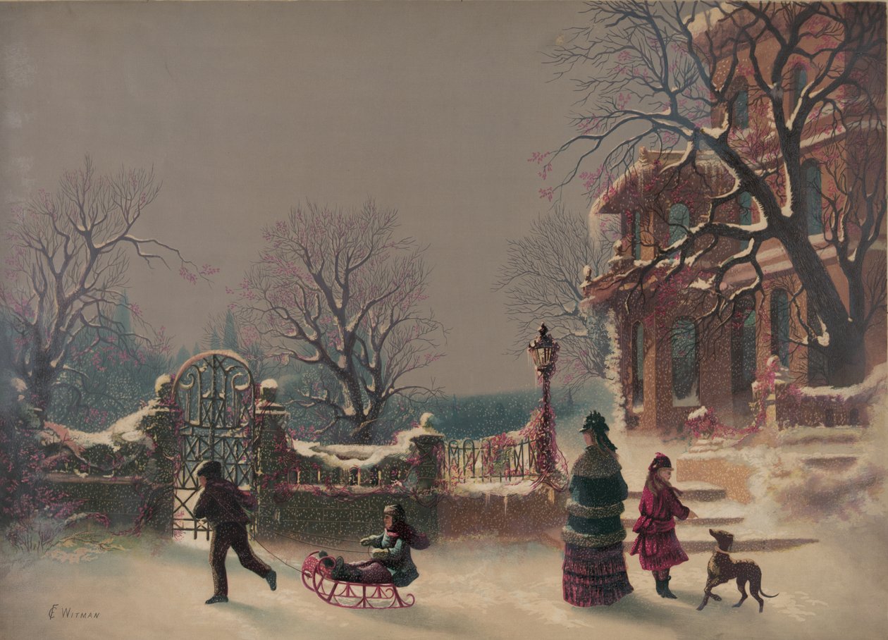 第一场雪，1877年（打印） 作者 美国学校