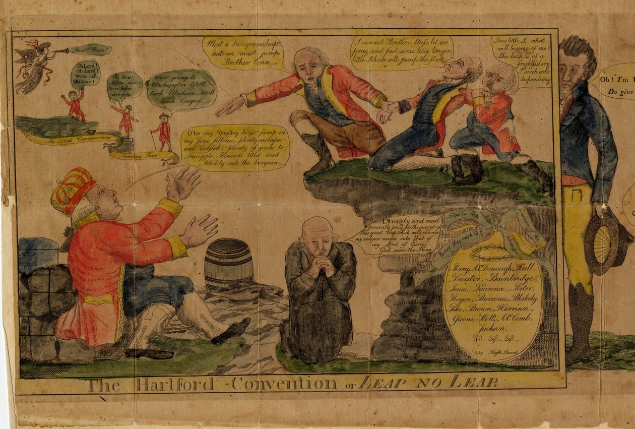 哈特福德会议，或1825年的Leap no Leap（手工彩色雕刻） 作者 美国学校