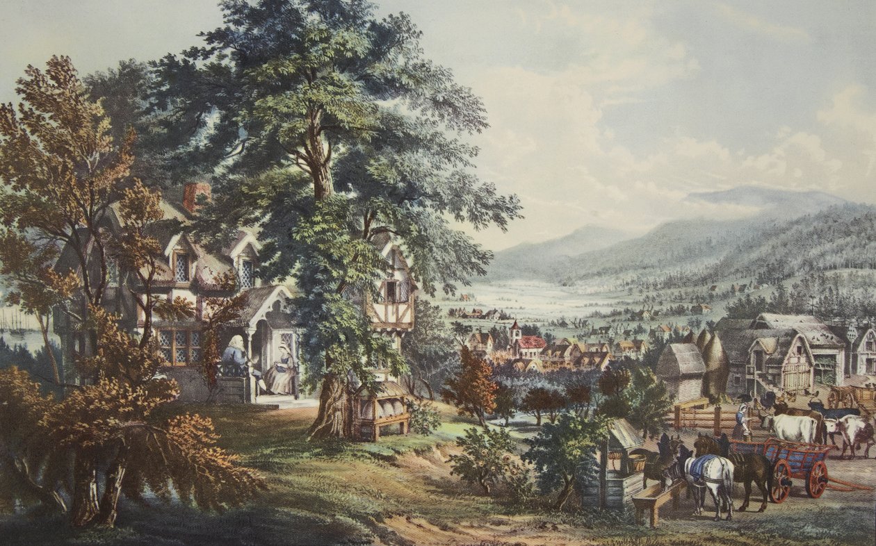 伊万杰琳之家，在阿卡迪亚土地，酒吧。 1864年，Currier＆Ives 作者 美国学校