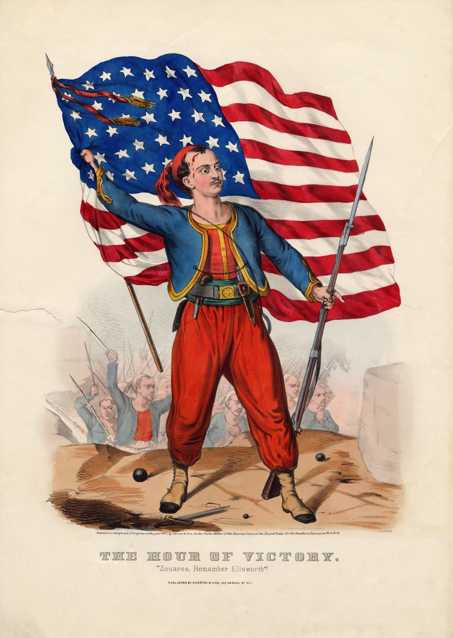胜利时刻：Zouaves，记住Ellsworth！，酒吧。作者：Currier＆Ives，1861年 作者 美国学校