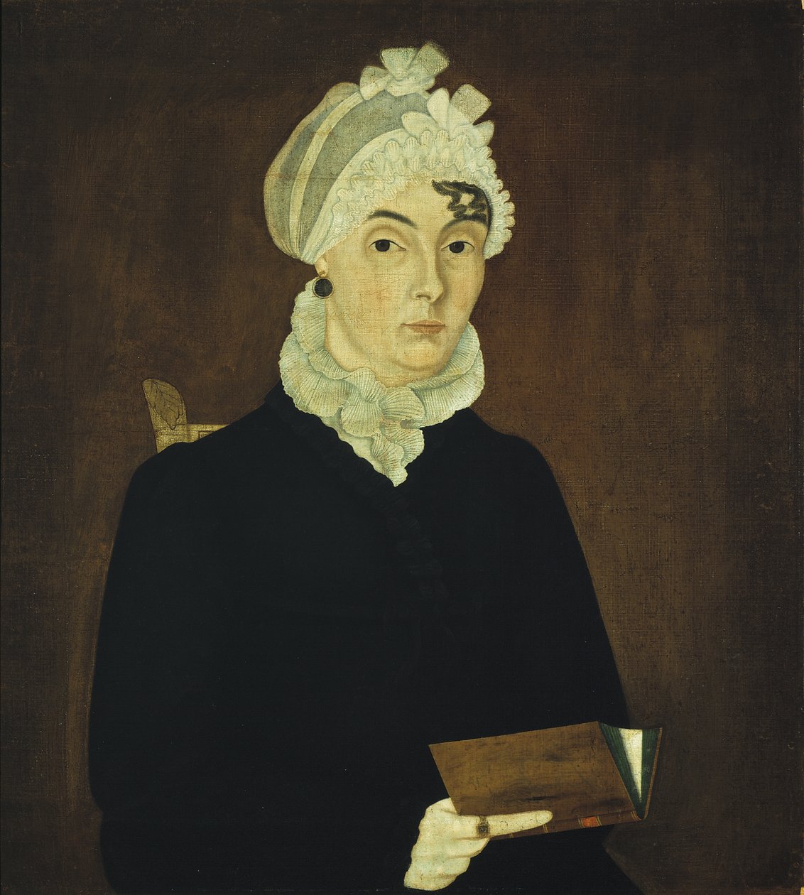 来自Hornell的女士，1810年（木板上的油） 作者 美国学校