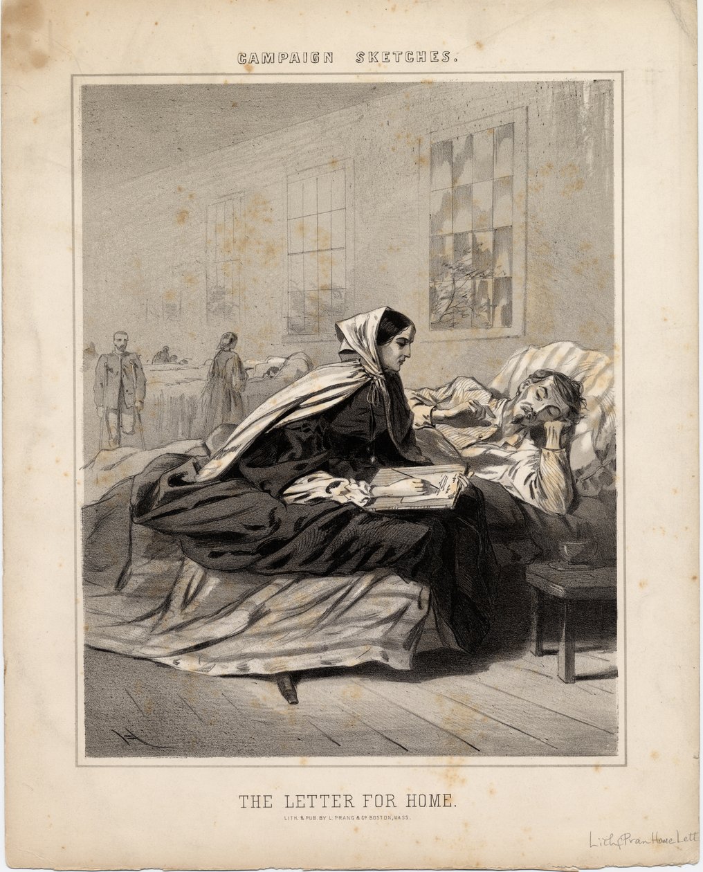 家庭信，来自竞选草图的插图，1863年 作者 美国学校