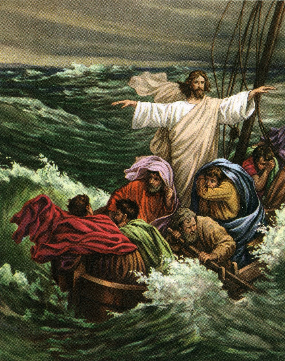 The Miracle of Christ Calming the Storm on the Sea of Galilee 作者 美国学校