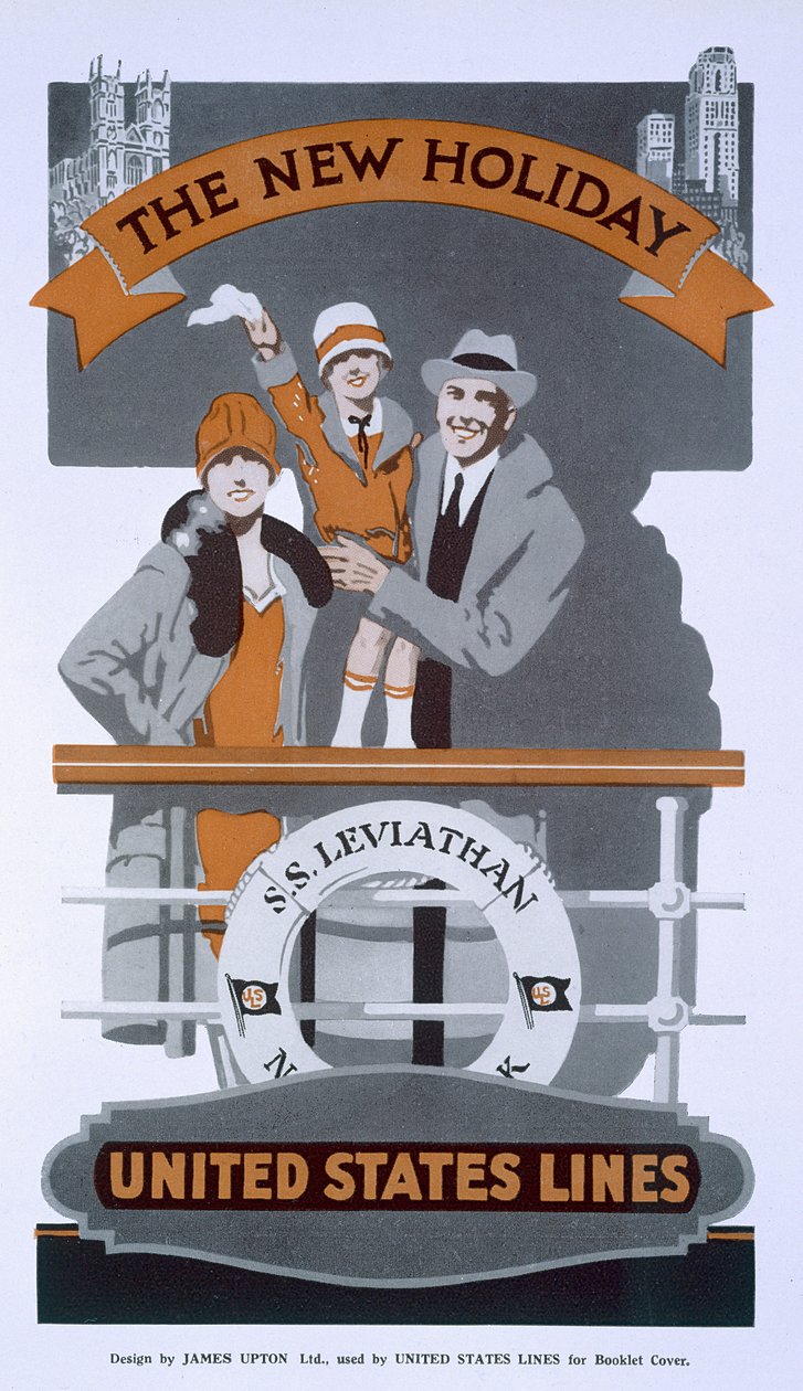 新假日，美国线广告，SS Leviathan，20世纪20年代 作者 美国学校