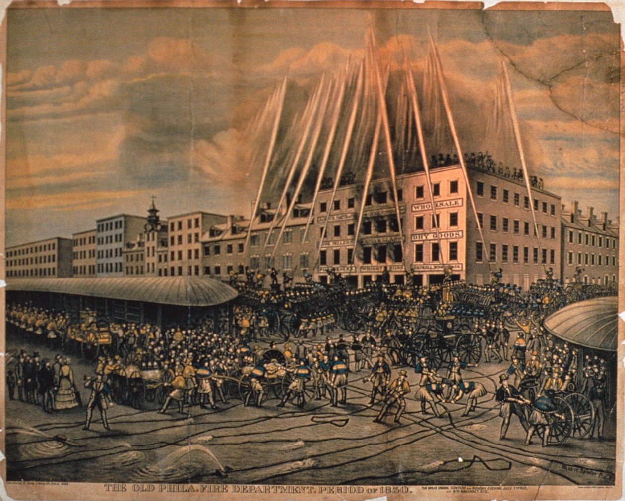 老费城消防局，1850年 作者 美国学校