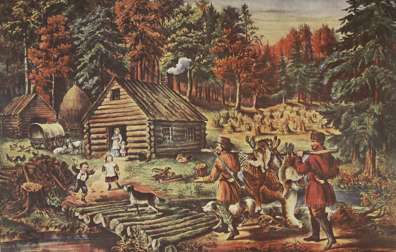 酒吧，西部边境的先锋之家。 1867年，Currier＆Ives 作者 美国学校