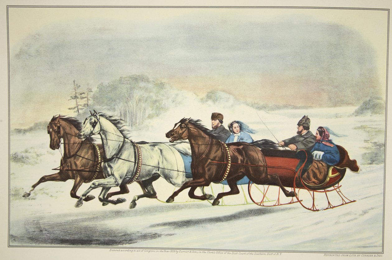 雪橇比赛，酒吧。 1859年，Currier＆Ives 作者 美国学校