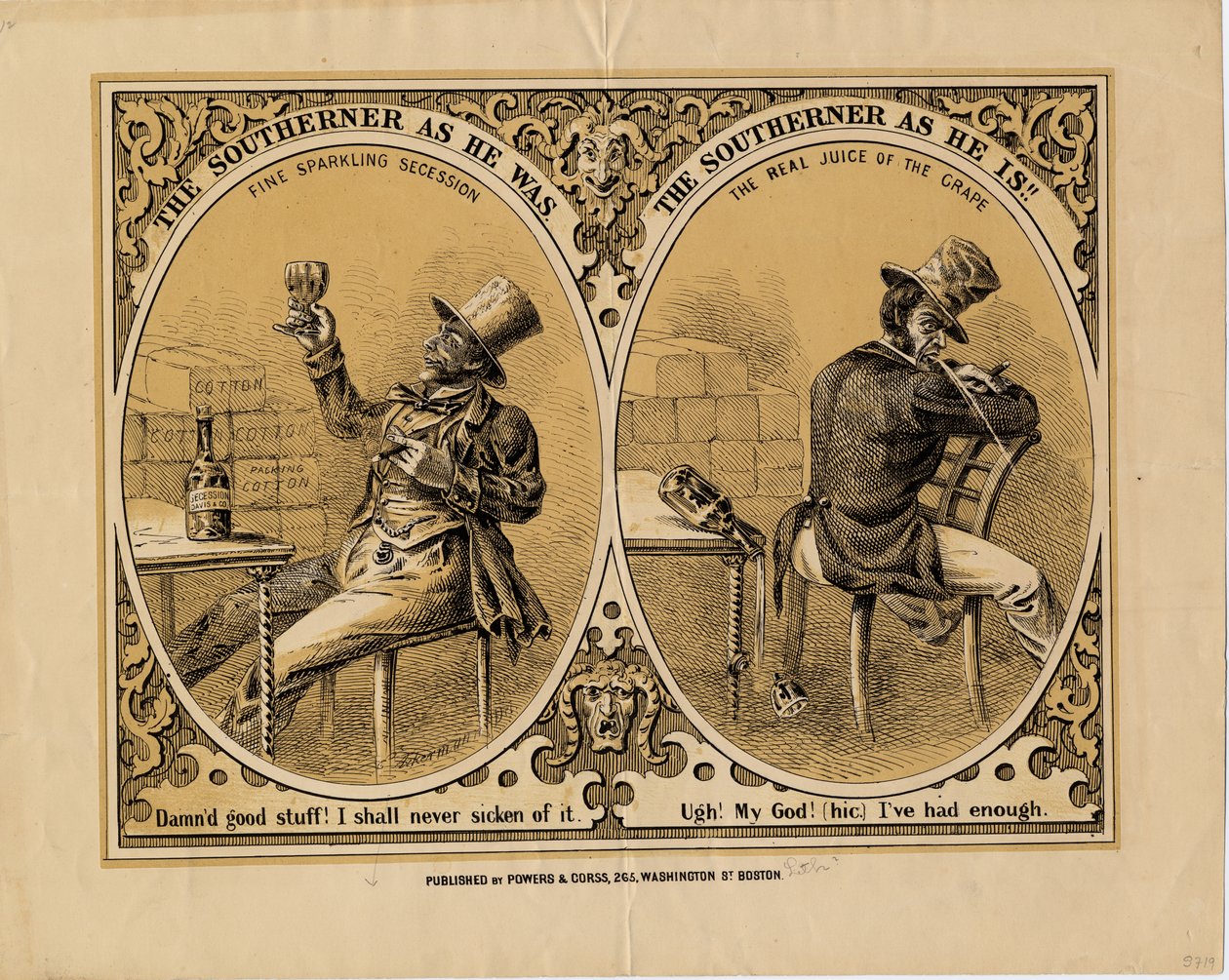 Southerner就像他一样，现在是Southerner，由波士顿的Powers＆Corss出版，c.1863 作者 美国学校