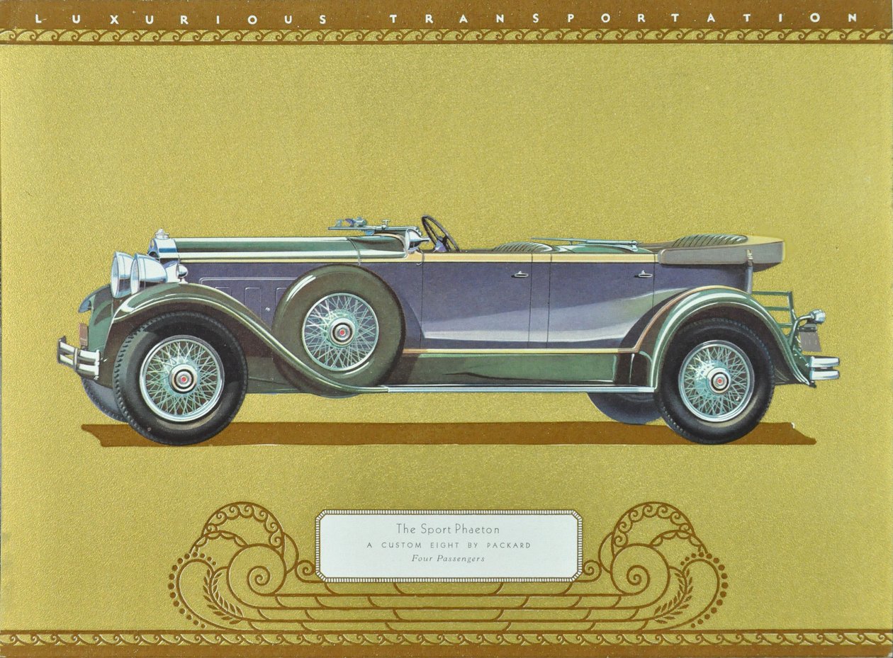 运动型辉腾，帕卡德公司定制的八缸跑车，1930 年出版（彩色石版印刷）。 作者 美国学校