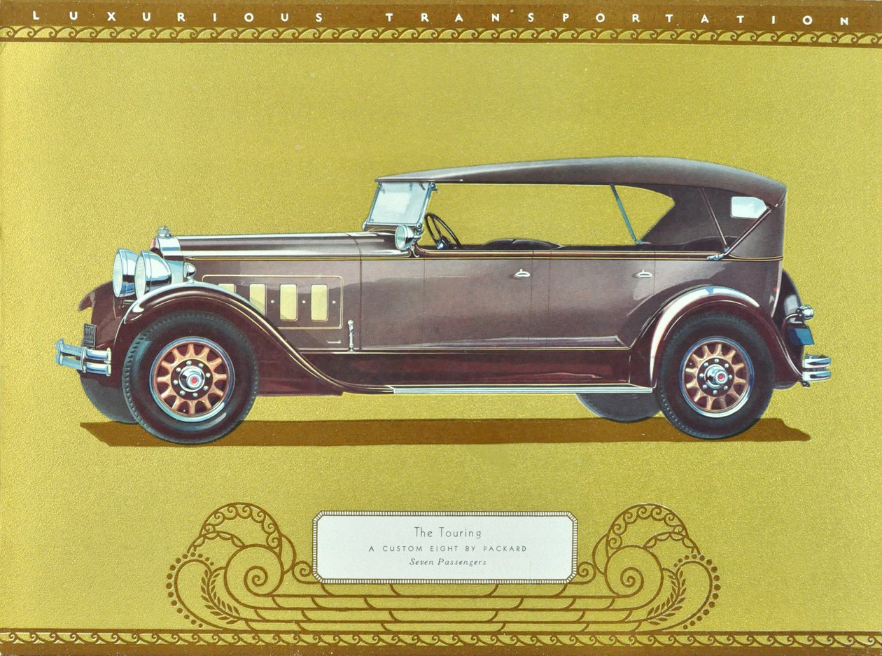 旅行车，帕卡德设计的定制八轮汽车，1930 年出版（彩色印刷版） 作者 美国学校