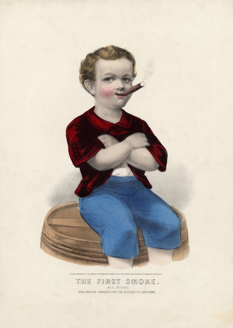第一次吸烟：All，right，pub。作者：Currier＆Ives，1870年 作者 美国学校