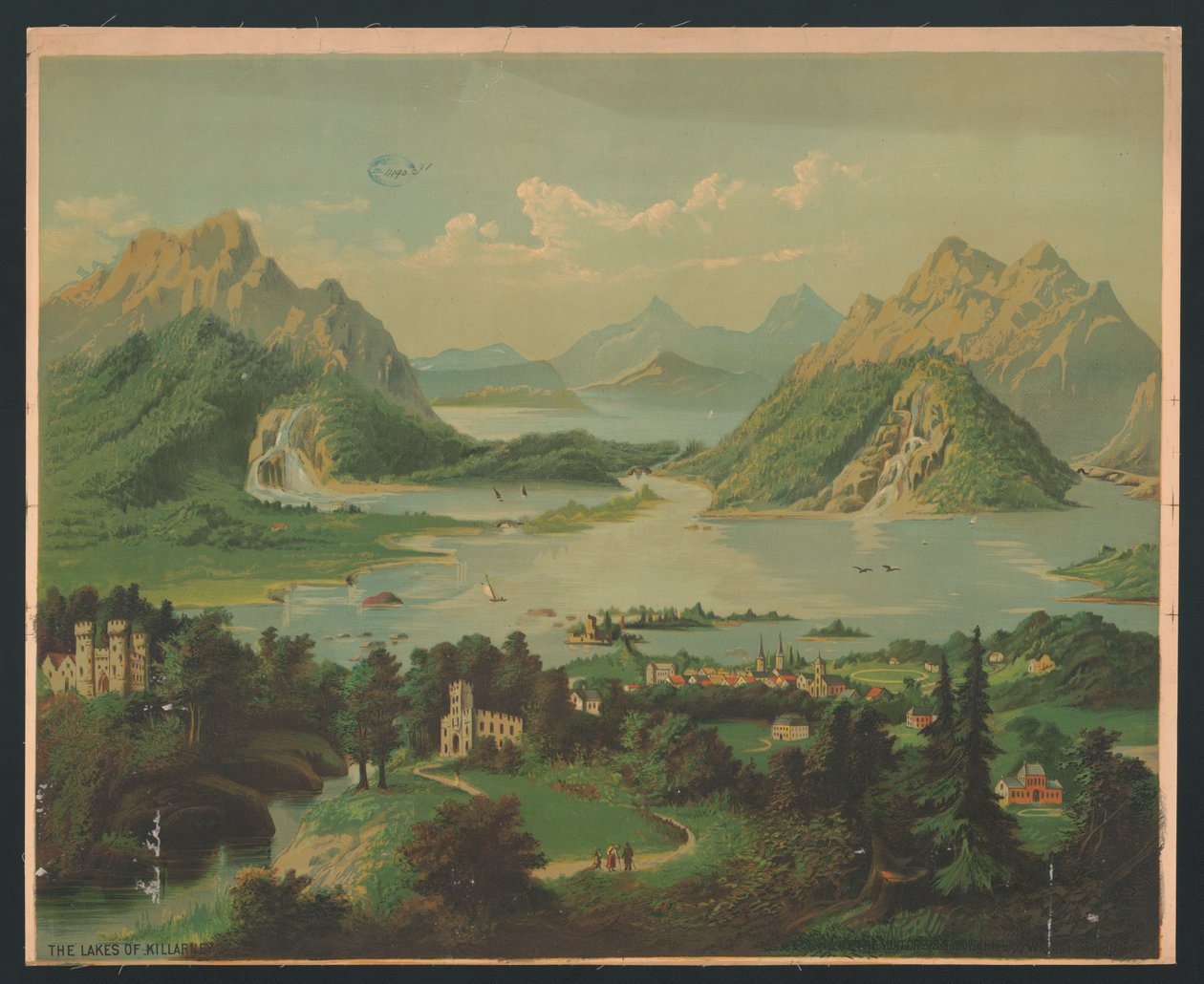 基拉尼的湖泊，约 1878 年（铬钼照片） 作者 美国学校