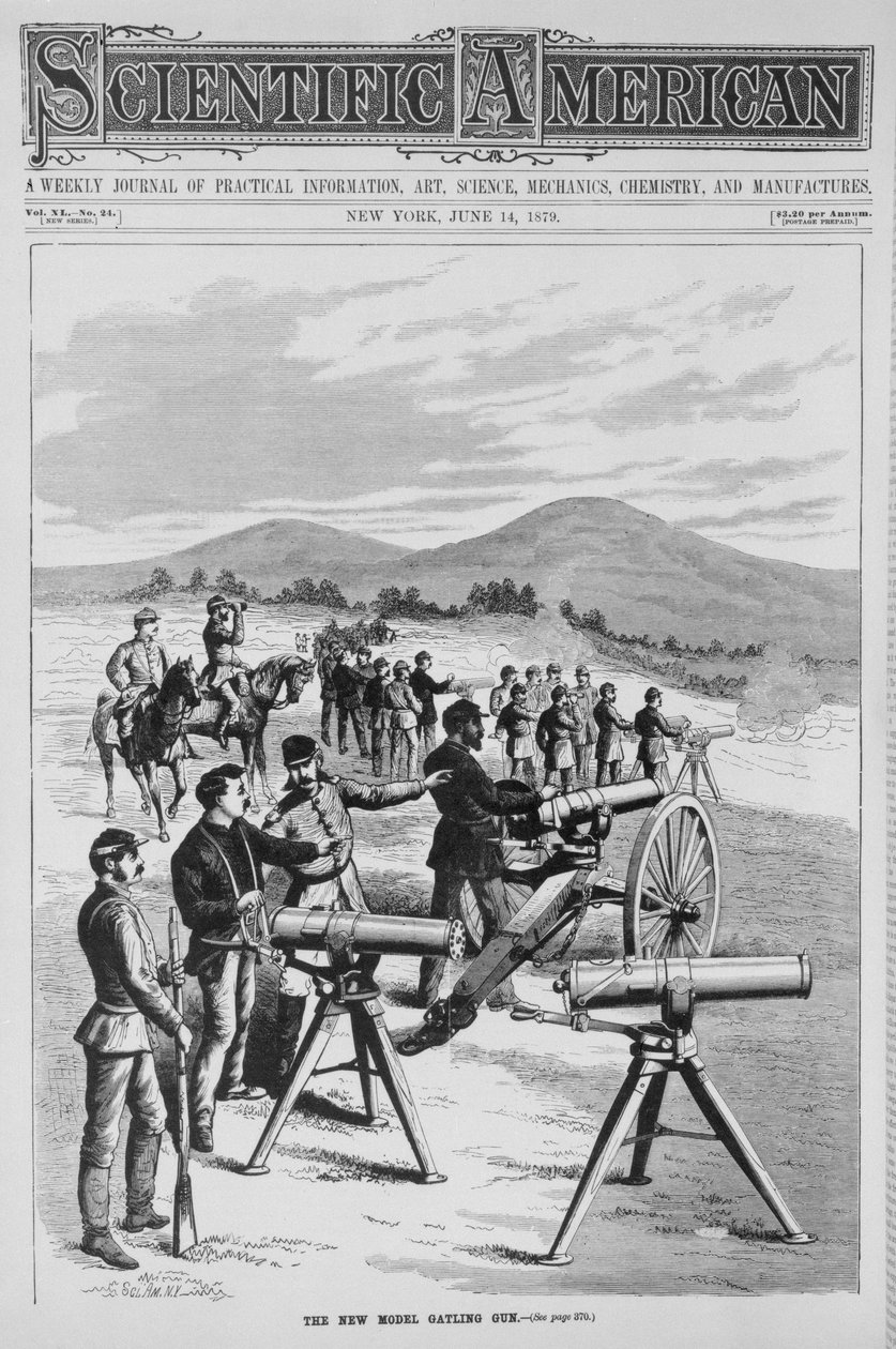 新模型加特林枪，来自科学美国人，1879年6月14日 作者 美国学校