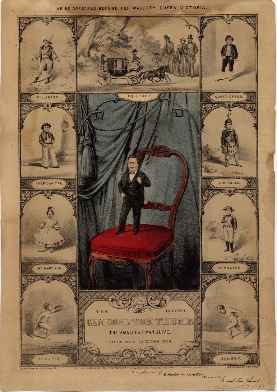 原汤姆大拇指：活着的最小的人，酒吧。作者：Currier＆Ives，1860 作者 美国学校