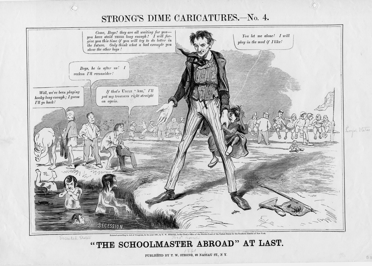 最后在国外的校长：Strince dime caricatures，没有。 4，由纽约TW Strong出版，1861年 作者 美国学校