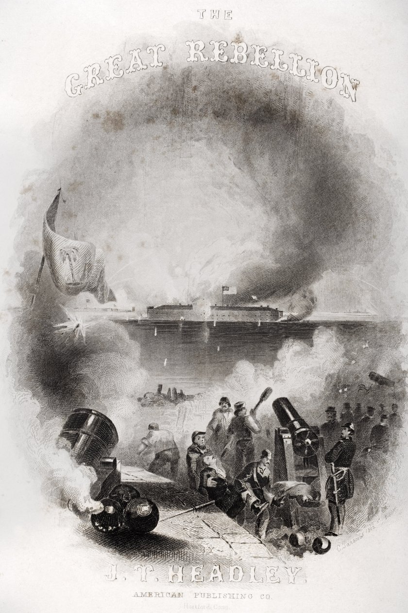 标题页插图1861年对萨姆特堡的攻击，来自JT Headley的“大叛乱”，1866年出版 作者 美国学校