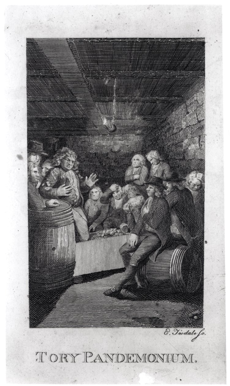 来自John Trumbull的&39;M&39;Fingal&39;的Tory Pandemonium，由Elkanah Tisdale（1768-1835）1795年雕刻（雕刻）（捆绑照片） 作者 美国学校
