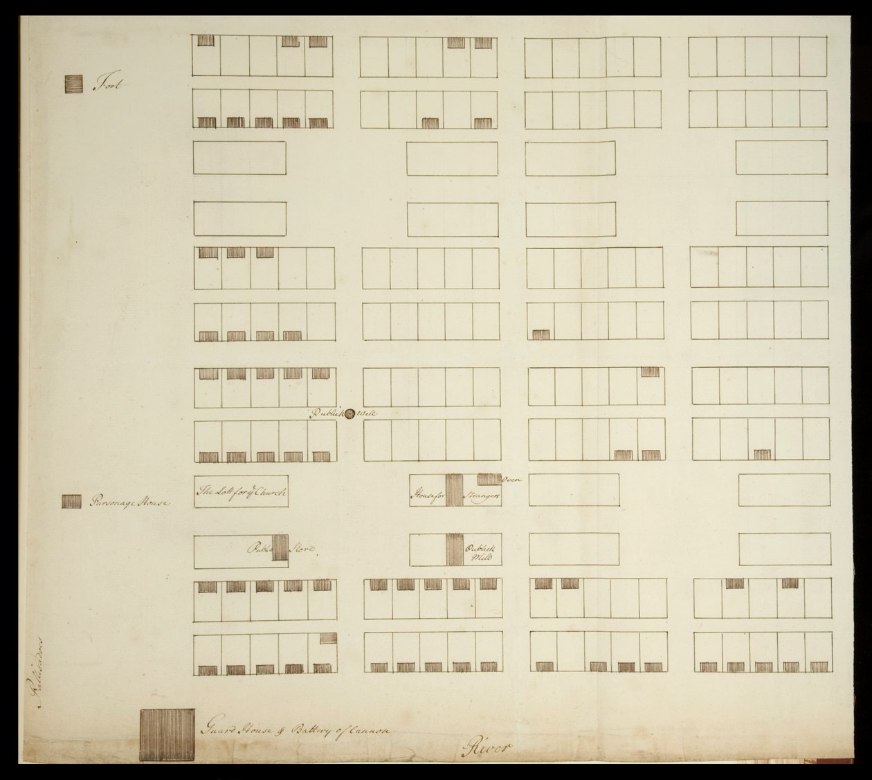 Town Plan of Savannah, c.1733 (pen & ink on paper) 作者 美国学校