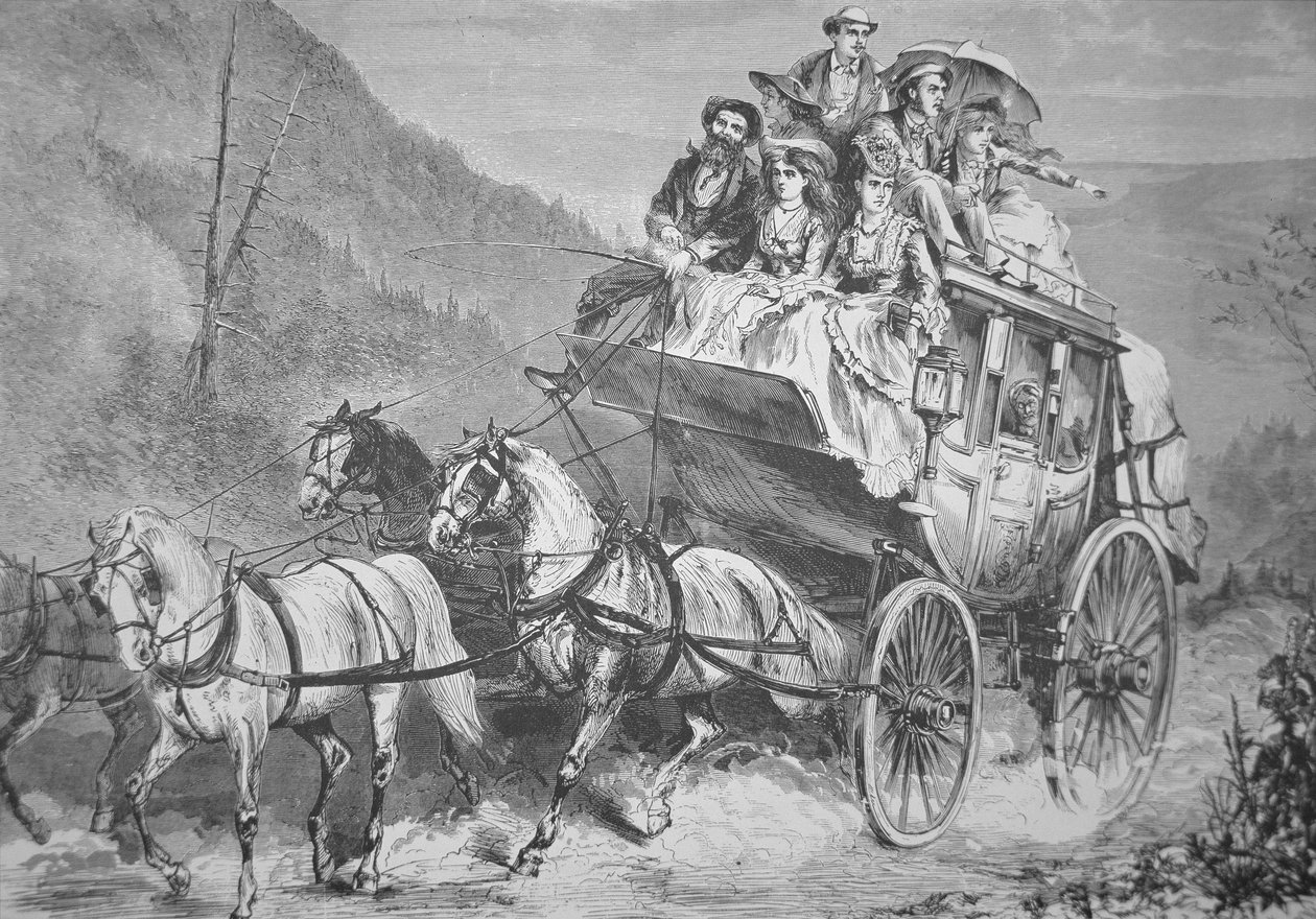 康科德驿马车在 1860 年代穿越美国西部（版画） 作者 美国学校