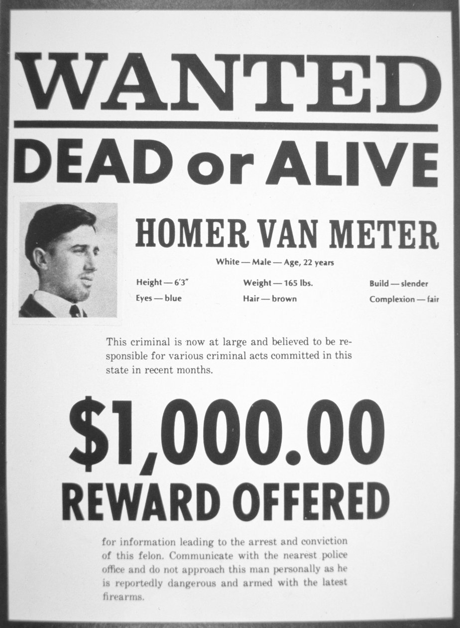 Homer van Meter 的通缉海报（新闻纸） 作者 美国学校