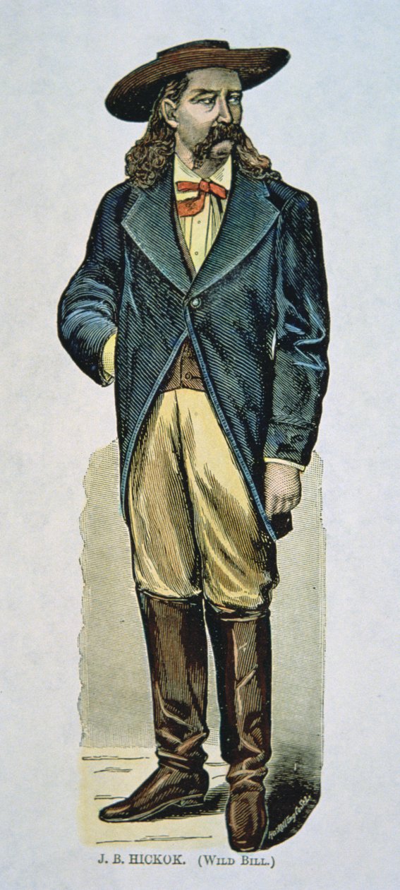 “野比尔”希科克（1837-76 年）（彩色木刻） 作者 美国学校