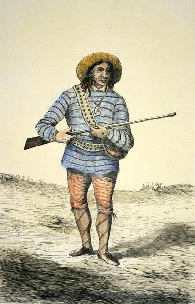 亚利桑那州的祖尼人，约1860年（彩色平版印刷）。 作者 美国学校