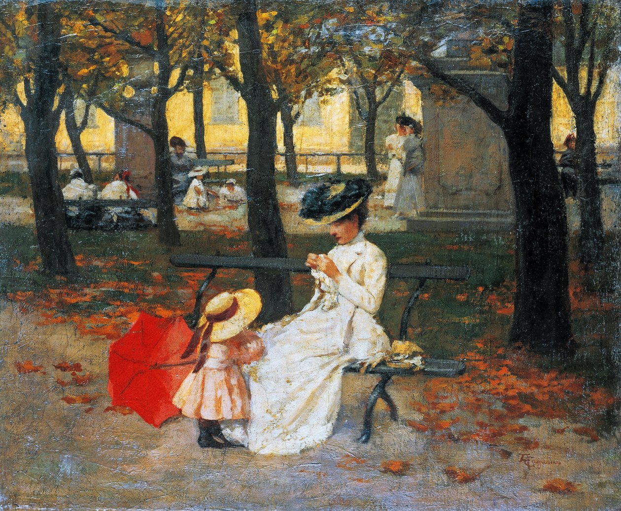 《公共花园》，Amerigo Cagnoni（1853-1923）创作，布面油画，49x60.5 厘米 作者 阿美利诺·卡尼奥尼（Amerino Cagnoni）