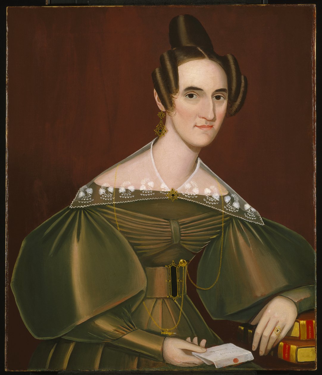 珍妮特·伍利（Jeannette Woolley），后来是约翰·文森特·斯托姆（John Vincent Storm）夫人，约1838年（布面油画） 作者 阿米·菲利普斯