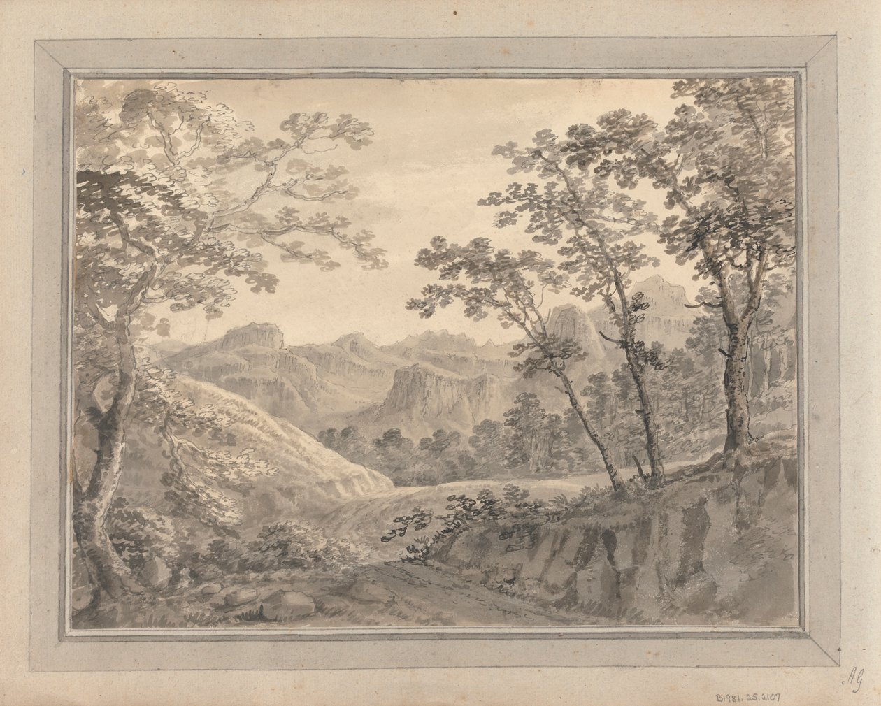 英格兰、苏格兰和威尔士的风景；苏格兰之旅：带公路的山地景观 作者 阿莫斯·格林（Amos Green）