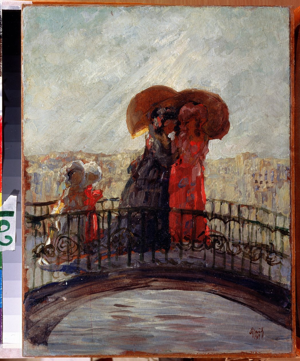 Sous la pluie（雨中）。阿纳托利-阿法纳西耶维奇-阿拉波夫（1876-1949 年）的画作。布面油画，36 x 28 厘米 作者 阿纳托利·阿凡纳西耶维奇·阿拉波夫（Anatoly Afanasyevich Arapov）