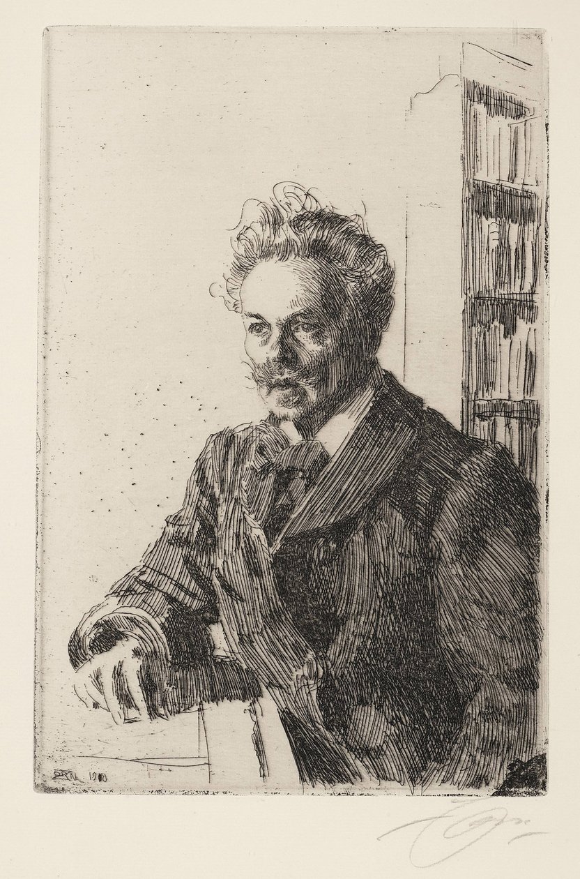 August Strindberg (1849-1912) - Zorn, Anders Leonard (1860-1920) - 1910 - Etching - 29,8x19,8 - 私人收藏 作者 伦纳德·佐恩与众不同