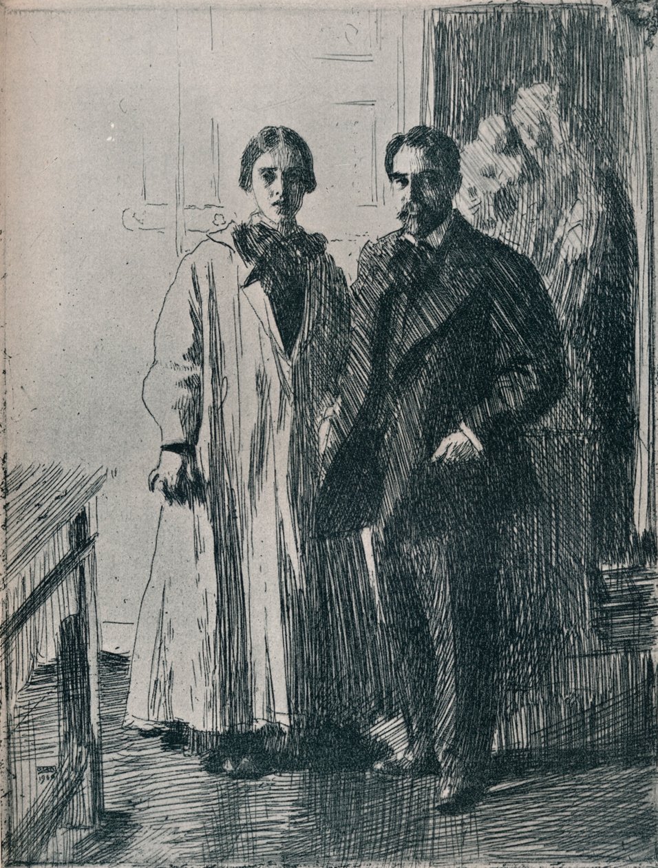 阿瑟顿·柯蒂斯夫妇（Anders Zorn）的蚀刻，c1880-1906，1906年 作者 伦纳德·佐恩与众不同