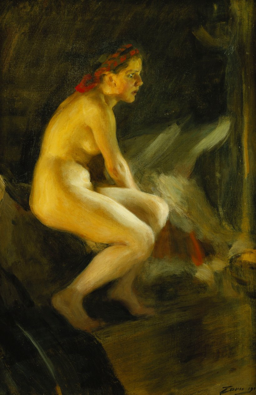 在床上； Pa Sangkanten，1910年 作者 伦纳德·佐恩与众不同