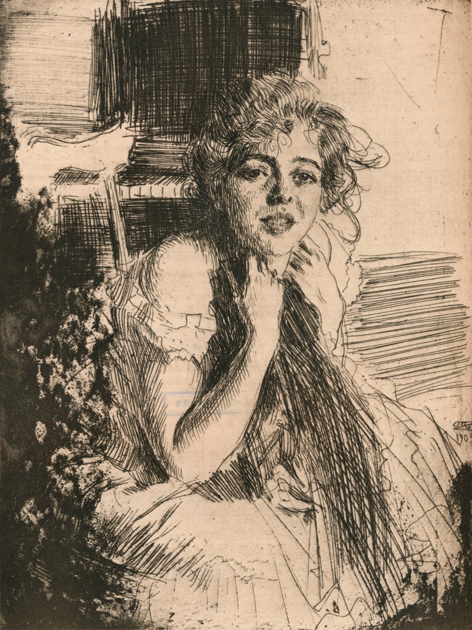 艾尔·玛玛·拉斯穆森的肖像，1904年，1906年 作者 伦纳德·佐恩与众不同