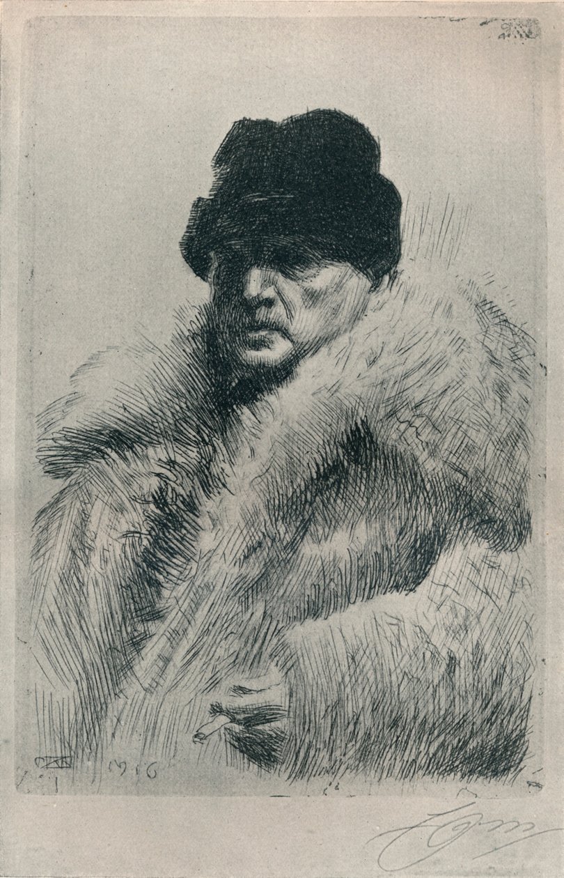 自画像，1916年 作者 伦纳德·佐恩与众不同