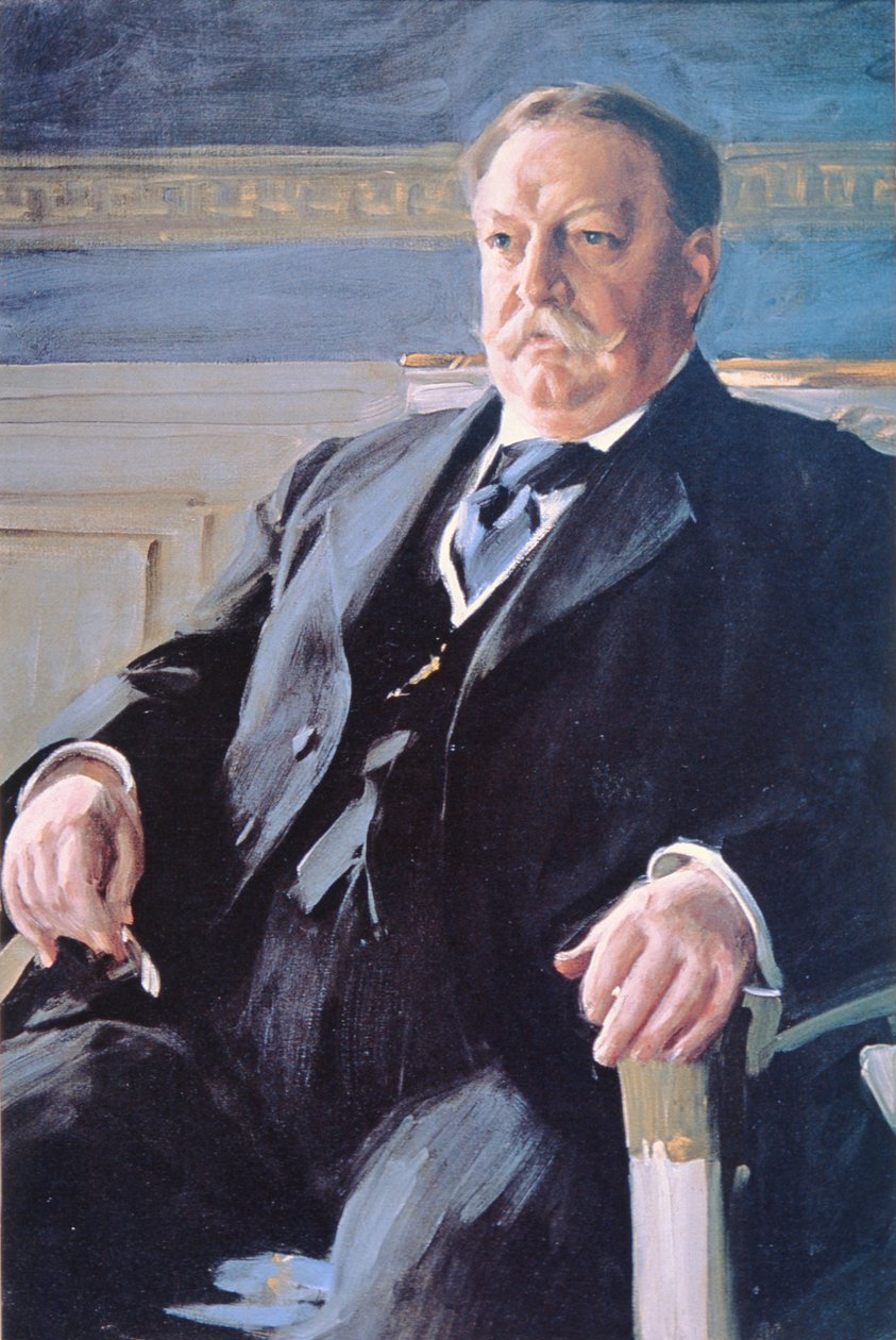 威廉-H-塔夫脱（1857-1930）（彩色平版印刷）。 作者 伦纳德·佐恩与众不同