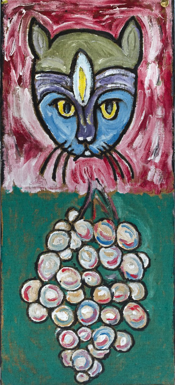 每日艺术：猫和葡萄》，2012 年（丙烯酸树脂，黄麻画布，木框拉伸） 作者 