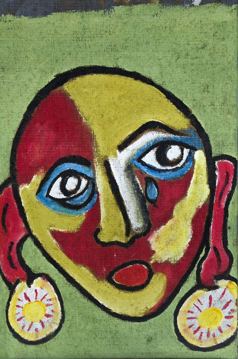 愤怒：泪脸，2012 年（丙烯酸画布，黄麻画布，木框拉伸） 作者 
