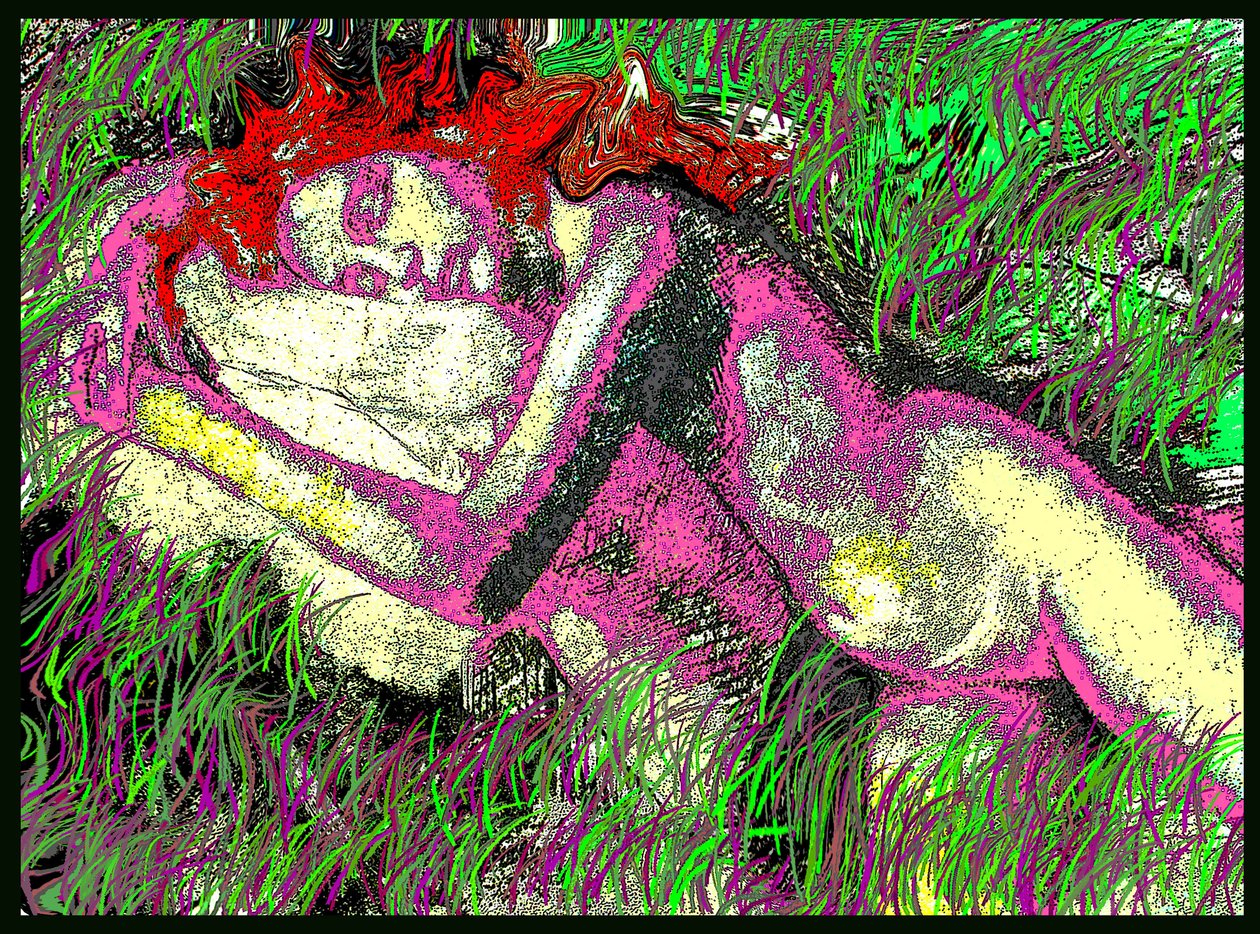 睡在腐烂的草地上，2002 年，2002 年（数字绘画） 作者 