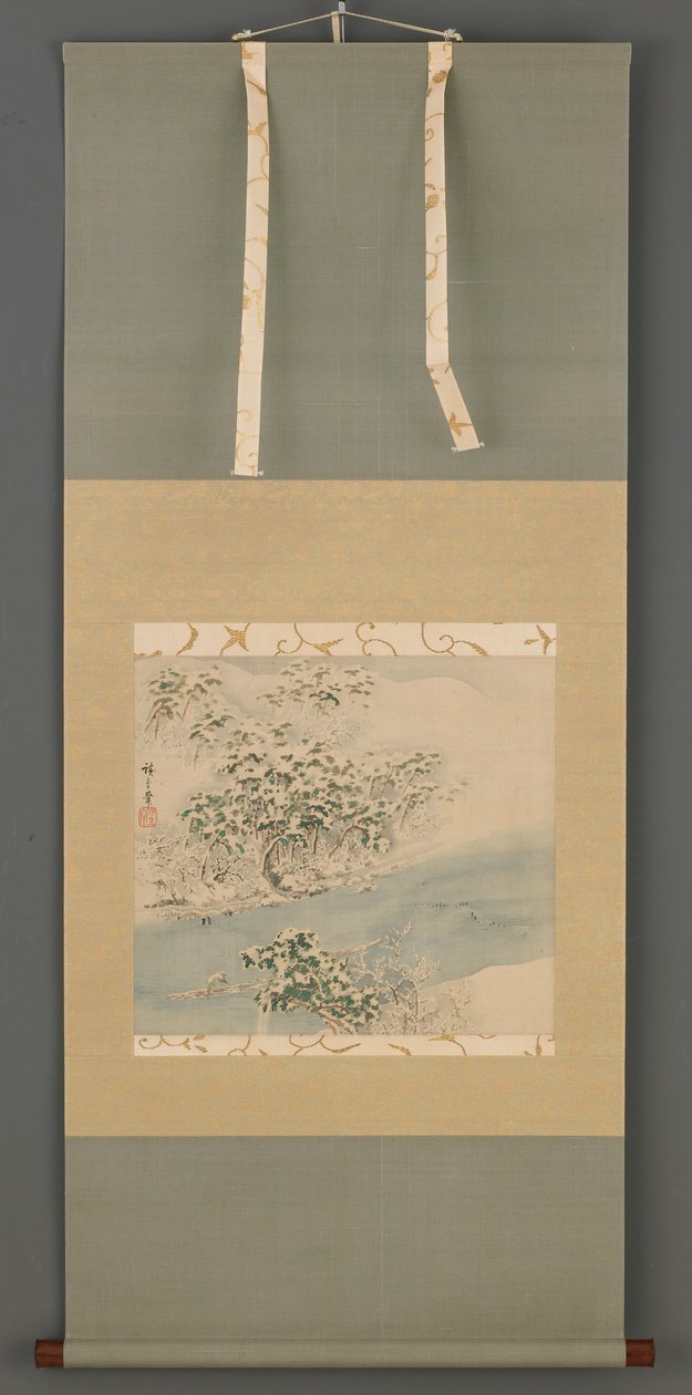 雪中的岚山，江户时代，19世纪。 作者 安藤广重