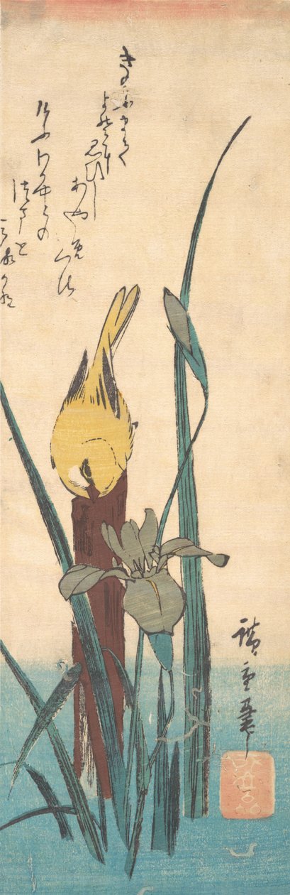 鸟和鸢尾花。 作者 安藤广重