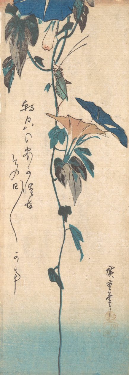 蚱蜢和晨光藤，约1835年，约1835年。 作者 安藤广重