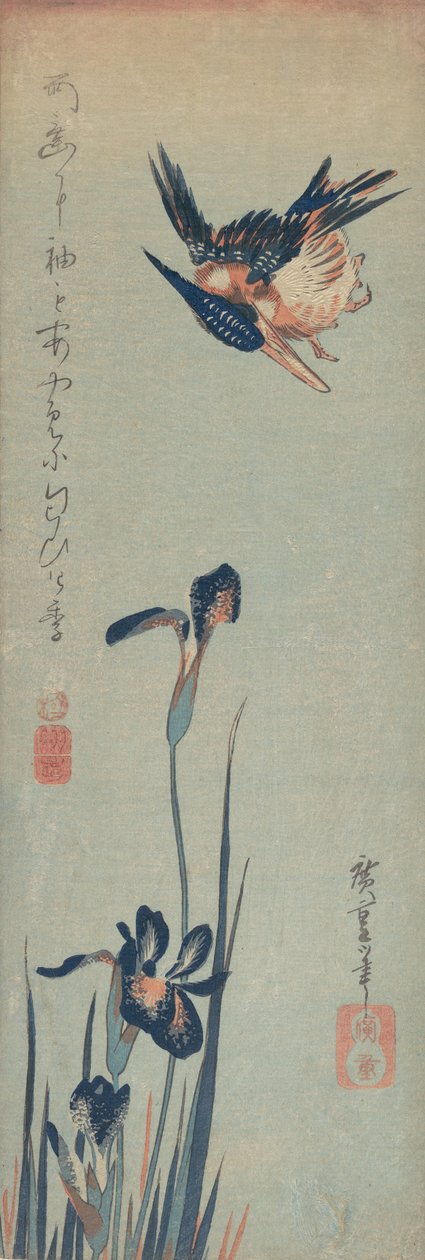 翠鸟和鸢尾花，1832-34., 1832-34. 作者 安藤广重